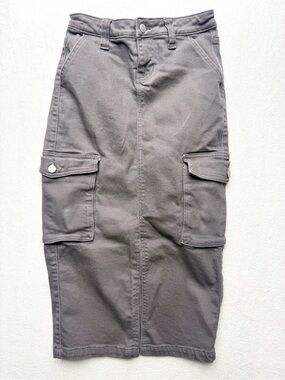 RSQ Gray Cargo Midi Skirt